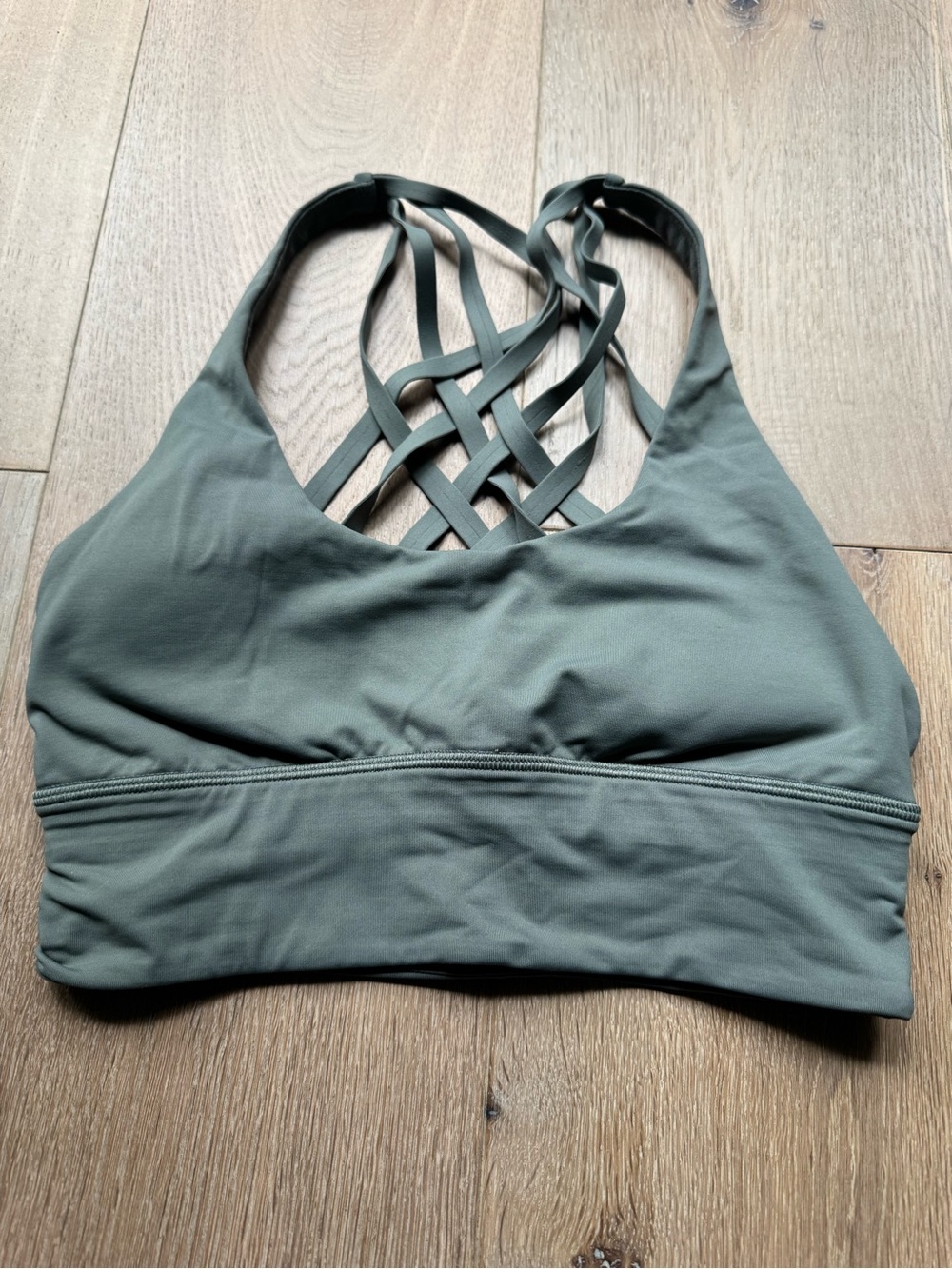 lululemon athletica Free to be Moved Long Line Grey Sage Sports Bra.